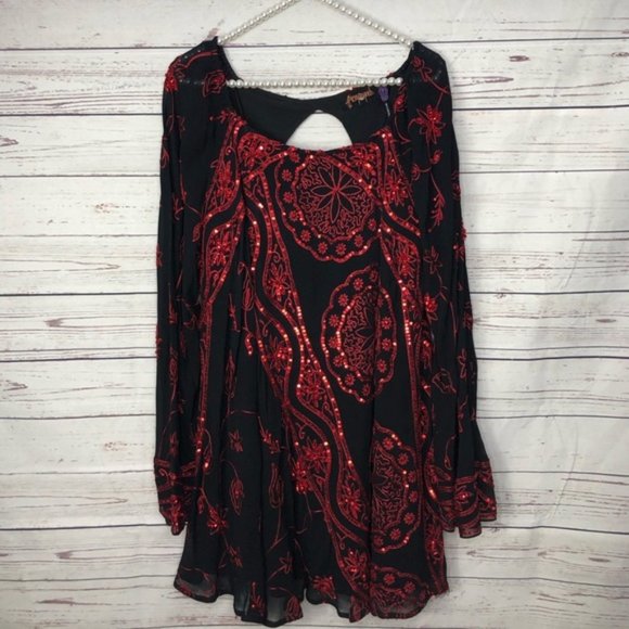SOLD/RARE Free people my Beloved Georgette Sequin Dress - Picture 5 of 7